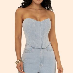 JLUXLABEL Britney Denim Corset Top